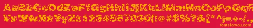 フォントHolymolyNormal – 赤い背景にオレンジの文字