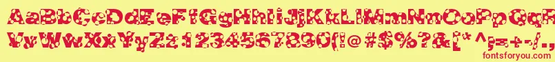 HolymolyNormal Font – Red Fonts on Yellow Background