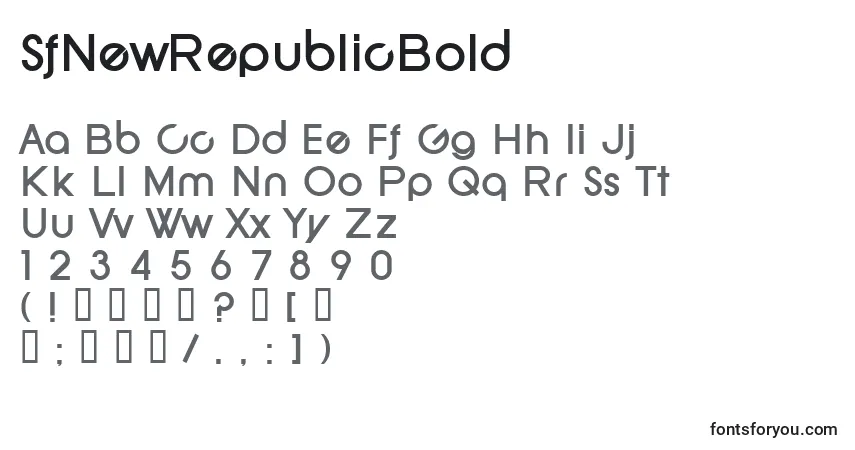 Czcionka SfNewRepublicBold – alfabet, cyfry, specjalne znaki