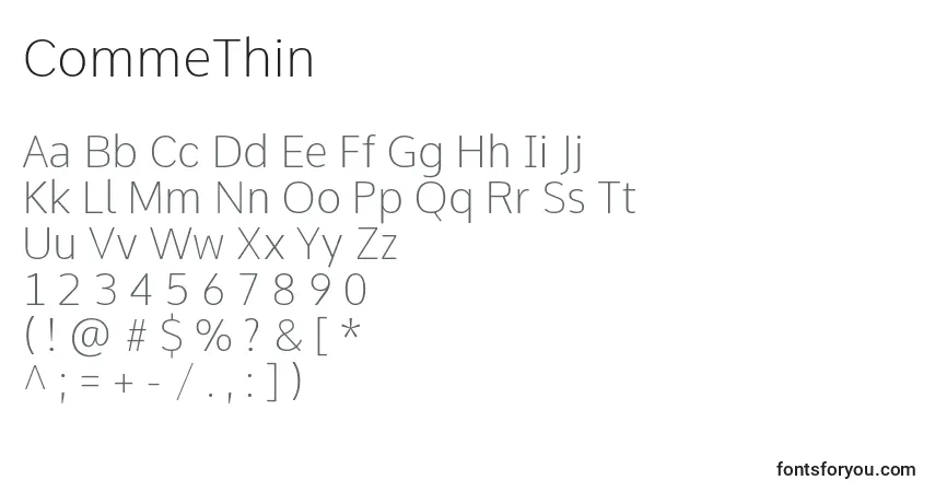 Шрифт CommeThin – алфавит, цифры, специальные символы