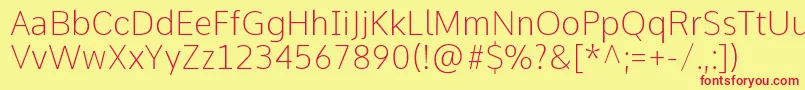 CommeThin-Schriftart – Rote Schriften auf gelbem Hintergrund