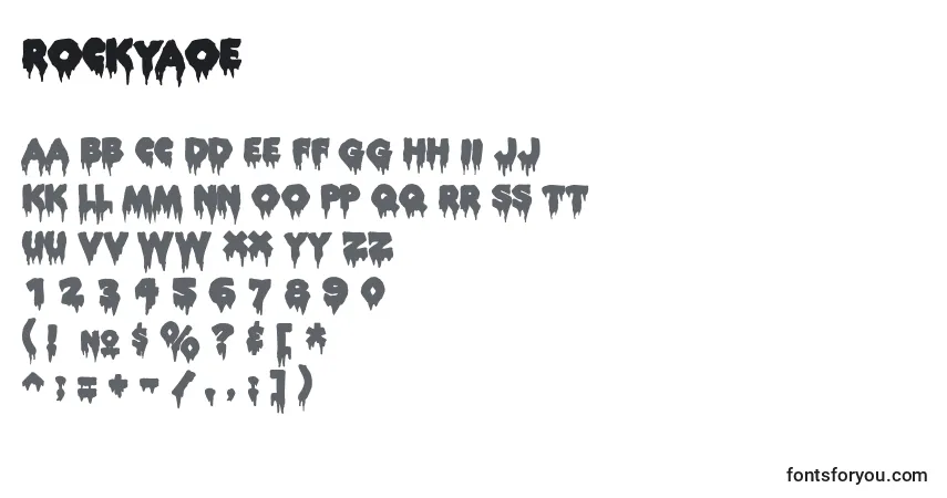 Czcionka Rockyaoe – alfabet, cyfry, specjalne znaki