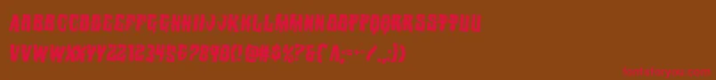 フォントWarlocksalerotate2 – 赤い文字が茶色の背景にあります。