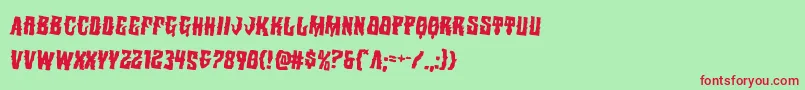 Warlocksalerotate2-Schriftart – Rote Schriften auf grünem Hintergrund