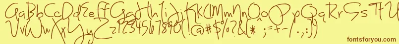 BmdJoyLikeSunshineThroughMyWindowpane Font – Brown Fonts on Yellow Background