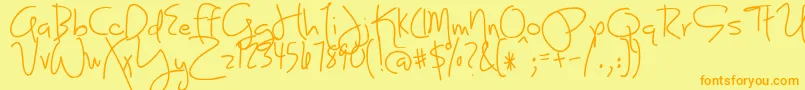 BmdJoyLikeSunshineThroughMyWindowpane Font – Orange Fonts on Yellow Background