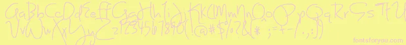 BmdJoyLikeSunshineThroughMyWindowpane Font – Pink Fonts on Yellow Background