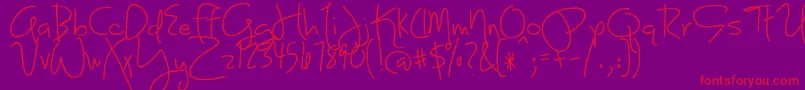 BmdJoyLikeSunshineThroughMyWindowpane Font – Red Fonts on Purple Background