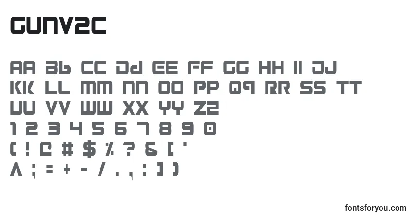 Czcionka Gunv2c – alfabet, cyfry, specjalne znaki