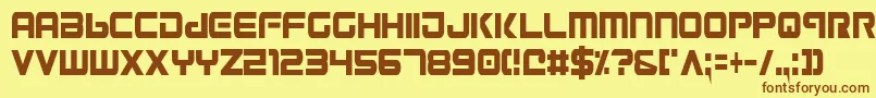 フォントGunv2c – 茶色の文字が黄色の背景にあります。