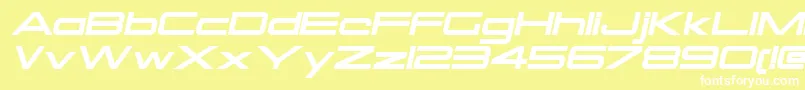 OtomoItalic-Schriftart – Weiße Schriften auf gelbem Hintergrund