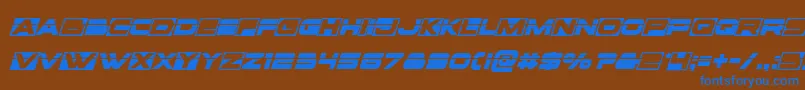 Voxboxlaserital-Schriftart – Blaue Schriften auf braunem Hintergrund