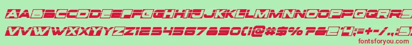 フォントVoxboxlaserital – 赤い文字の緑の背景