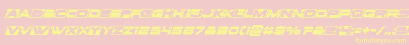 Voxboxlaserital-Schriftart – Gelbe Schriften auf rosa Hintergrund