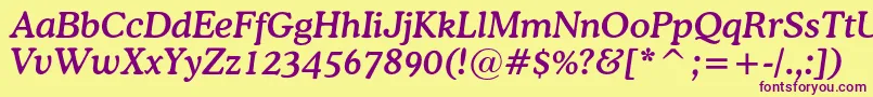 OsvaldmediumcItalic Font – Purple Fonts on Yellow Background