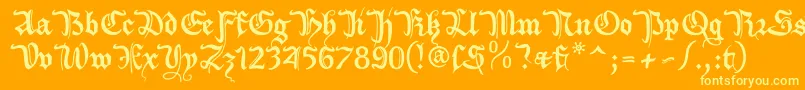 Xibern2u-Schriftart – Gelbe Schriften auf orangefarbenem Hintergrund