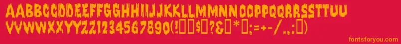 FrankensteinMf-Schriftart – Orangefarbene Schriften auf rotem Hintergrund