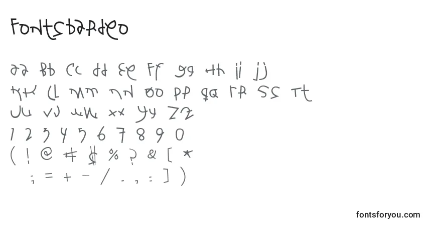 Czcionka Fontsbardeo – alfabet, cyfry, specjalne znaki