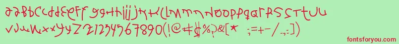 Fontsbardeo-Schriftart – Rote Schriften auf grünem Hintergrund