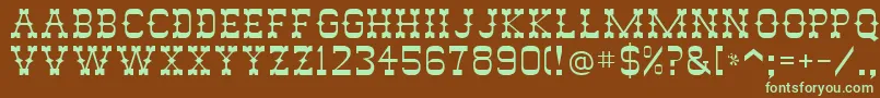 フォントAbilene – 緑色の文字が茶色の背景にあります。