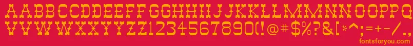 Abilene-Schriftart – Orangefarbene Schriften auf rotem Hintergrund