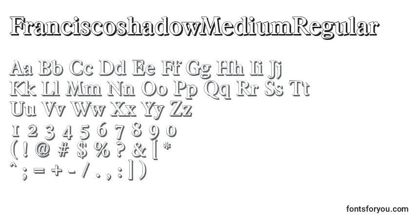 Шрифт FranciscoshadowMediumRegular – алфавит, цифры, специальные символы