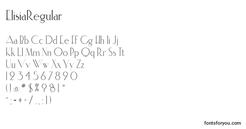 Schriftart ElisiaRegular – Alphabet, Zahlen, spezielle Symbole