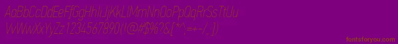 Шрифт PfdintextcompproXthinitalic – коричневые шрифты на фиолетовом фоне