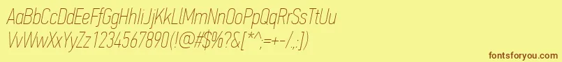 Шрифт PfdintextcompproXthinitalic – коричневые шрифты на жёлтом фоне