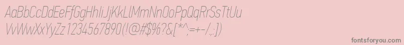 フォントPfdintextcompproXthinitalic – ピンクの背景に灰色の文字