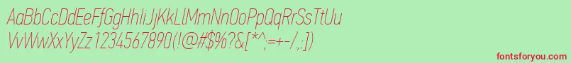 フォントPfdintextcompproXthinitalic – 赤い文字の緑の背景