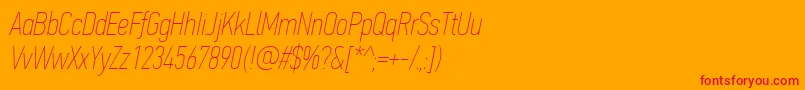 PfdintextcompproXthinitalic Font – Red Fonts on Orange Background