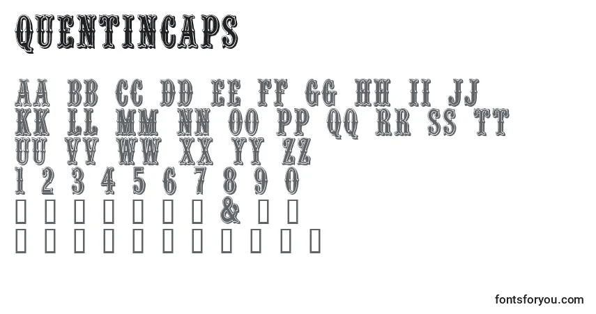 A fonte Quentincaps – alfabeto, números, caracteres especiais