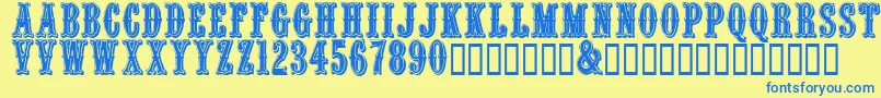 Quentincaps Font – Blue Fonts on Yellow Background