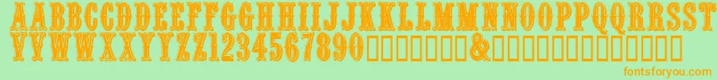 Quentincaps-fontti – oranssit fontit vihreällä taustalla