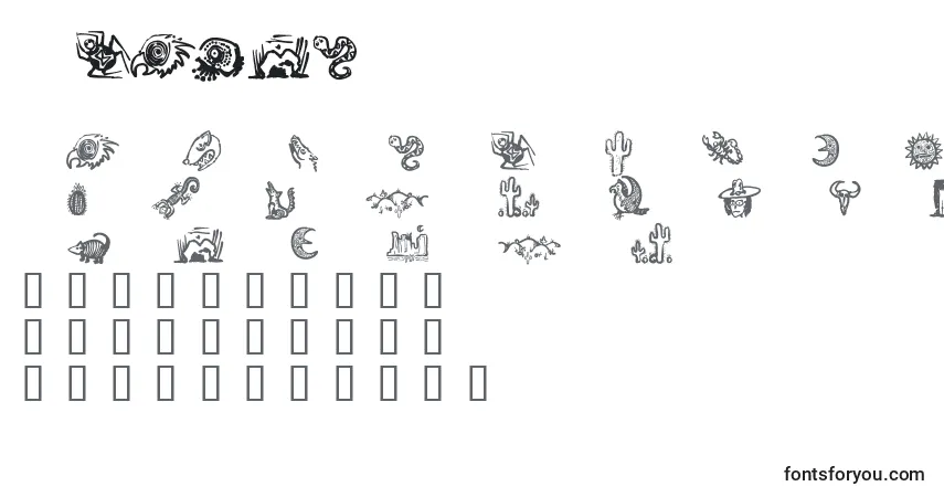 Schriftart Deatvd – Alphabet, Zahlen, spezielle Symbole