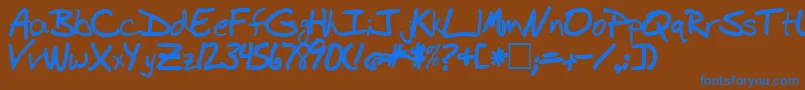 フォントBudhandBold – 茶色の背景に青い文字