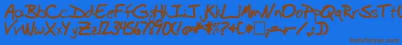 BudhandBold Font – Brown Fonts on Blue Background