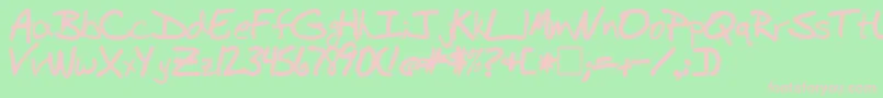 BudhandBold-fontti – vaaleanpunaiset fontit vihreällä taustalla