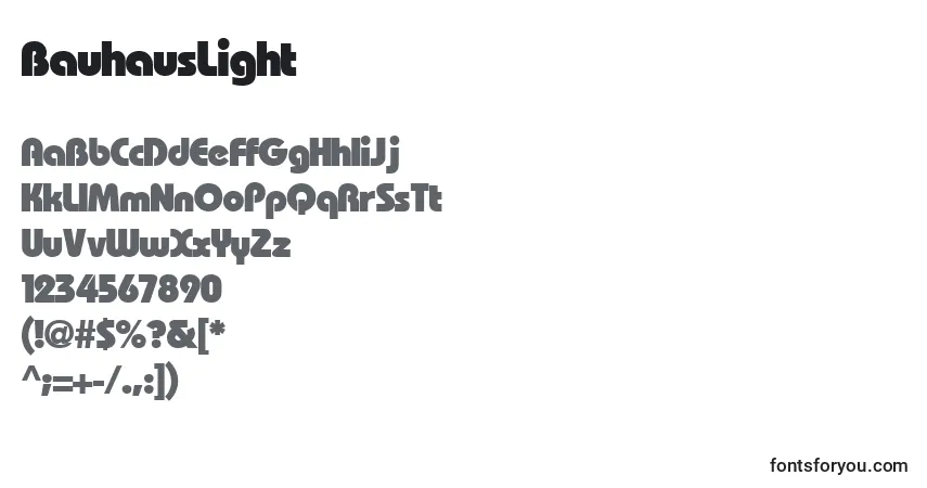BauhausLight-fontti – aakkoset, numerot, erikoismerkit