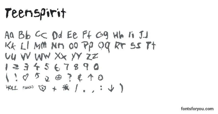 TeenSpirit Font – alphabet, numbers, special characters