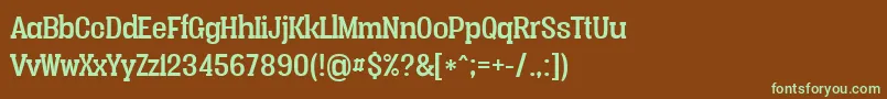 Шрифт Vacerserifregularpersonal – зелёные шрифты на коричневом фоне