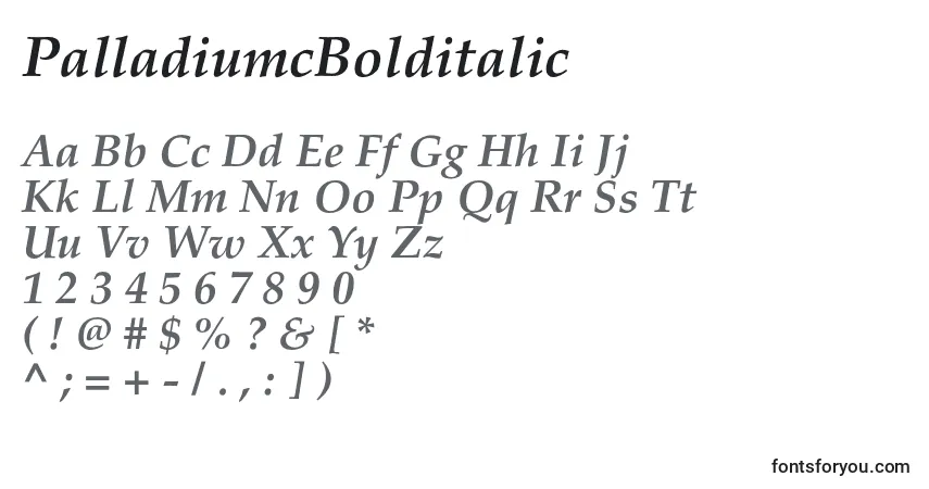 Czcionka PalladiumcBolditalic – alfabet, cyfry, specjalne znaki