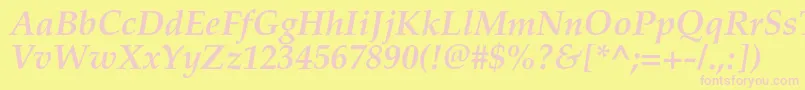 PalladiumcBolditalic Font – Pink Fonts on Yellow Background