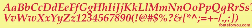 PalladiumcBolditalic Font – Red Fonts on Yellow Background