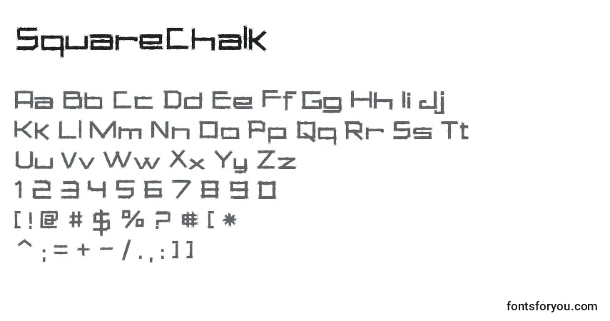 A fonte SquareChalk – alfabeto, números, caracteres especiais