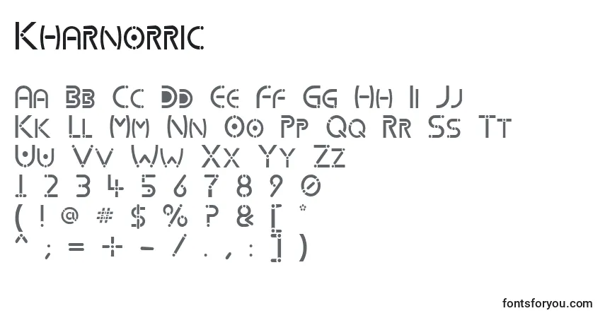 A fonte Kharnorric – alfabeto, números, caracteres especiais