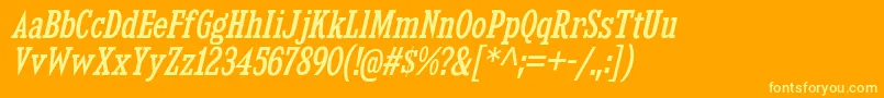KingsbridgeCdRgIt-Schriftart – Gelbe Schriften auf orangefarbenem Hintergrund