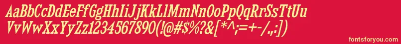 KingsbridgeCdRgIt-Schriftart – Gelbe Schriften auf rotem Hintergrund
