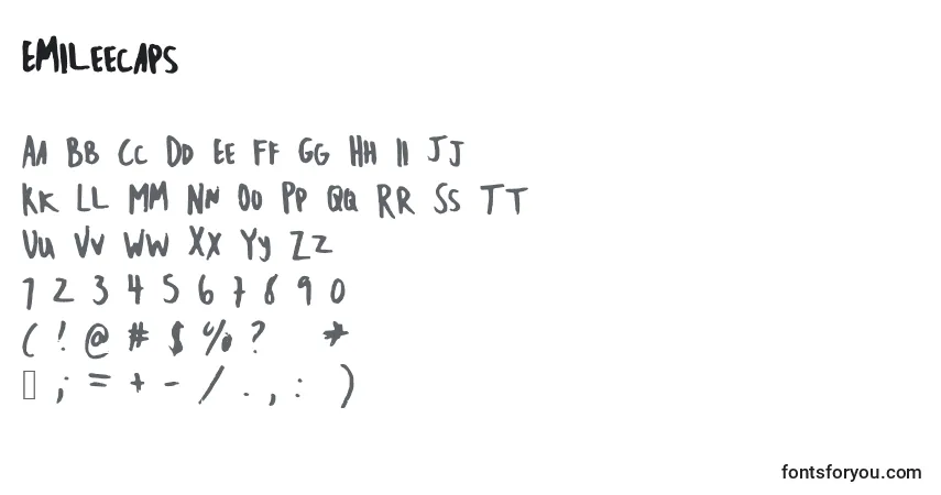 Czcionka Emileecaps – alfabet, cyfry, specjalne znaki